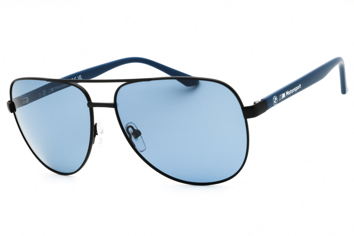 BMW BMW Sunglasses Aviator Full Rim, Matte Black Frame and Blue Polarized Lens BS002802M