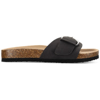 Elisaa Womens Faux Leather Footbed Slide Sandals