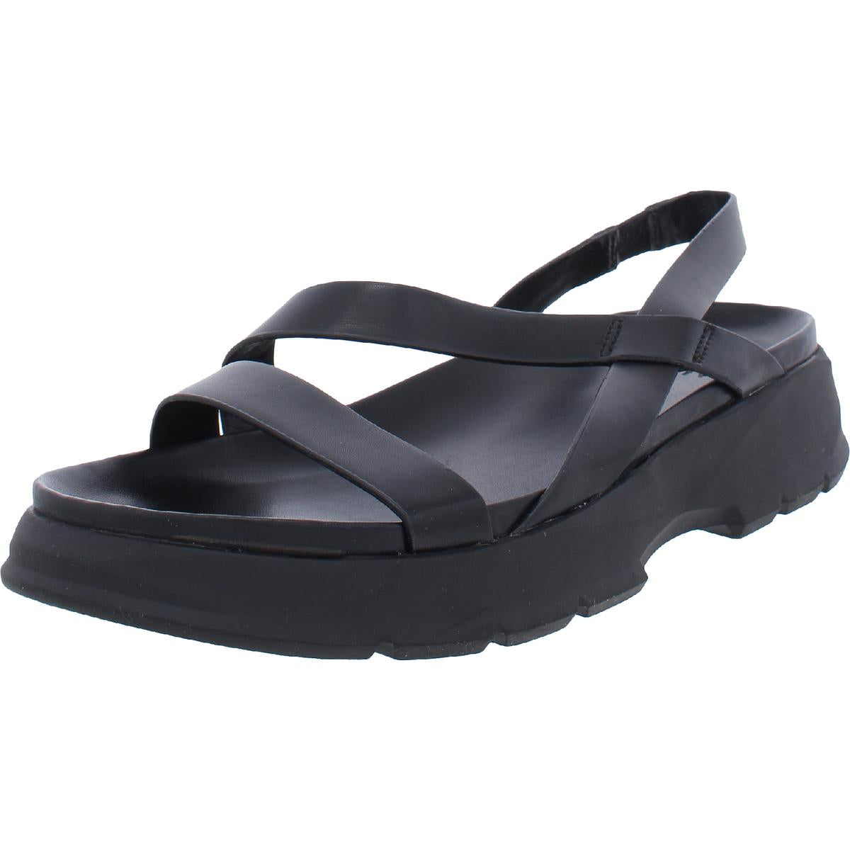 Jubalee Womens Padded Insole Faux Leather Slingback Sandals Black