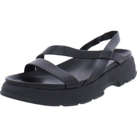 Jubalee Womens Padded Insole Faux Leather Slingback Sandals Black