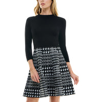 Juniors Womens Houndstooth Mini Sweaterdress