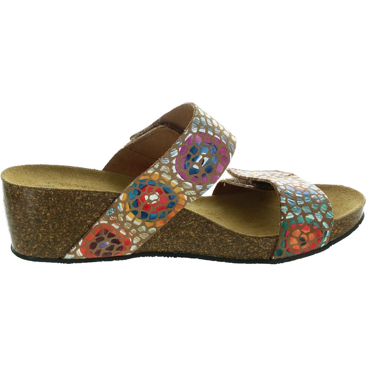 Womens Printed Suede Wedge Sandals