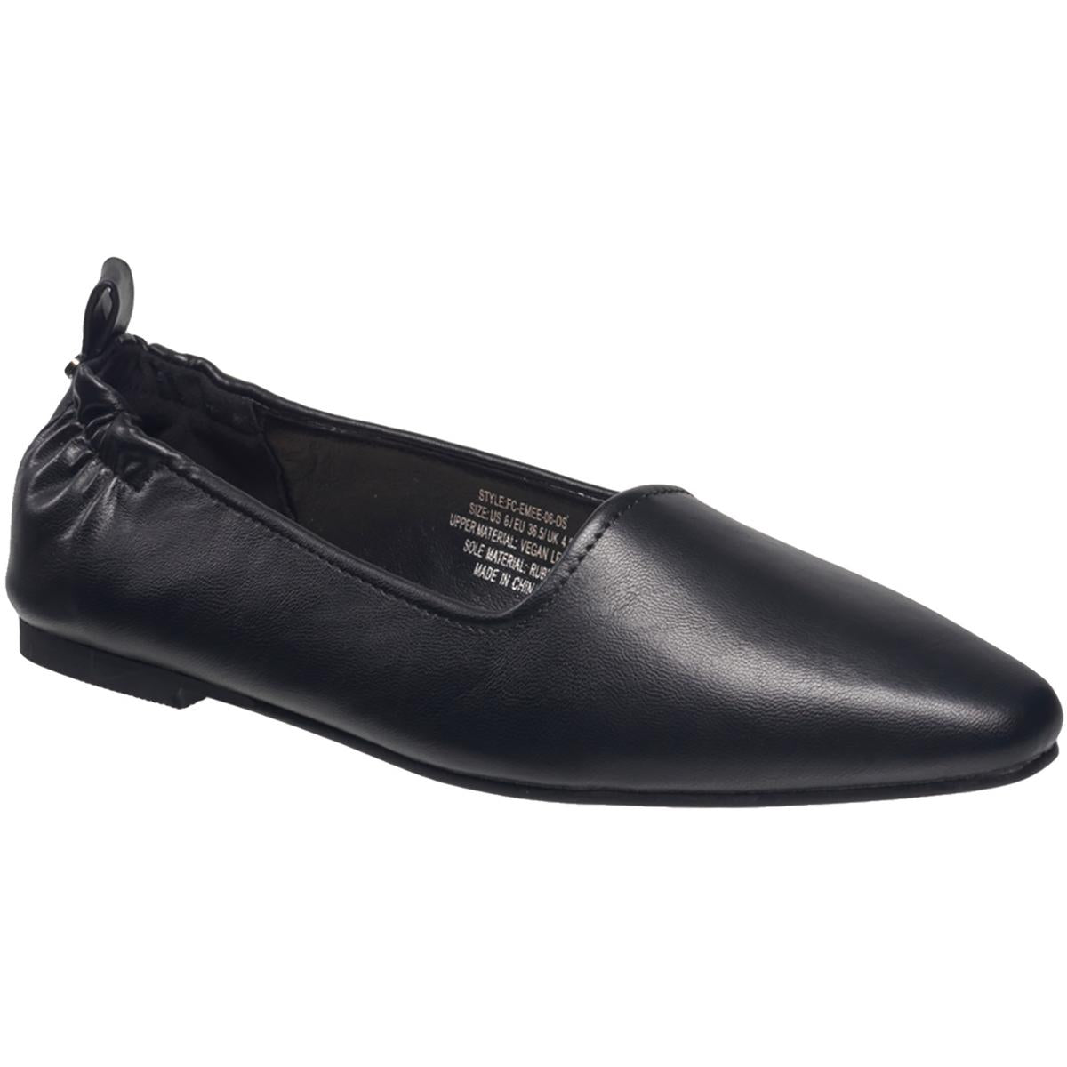 emee Womens Solid Leather Flat Shoes