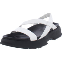 Jubalee Womens Padded Insole Faux Leather Slingback Sandals White