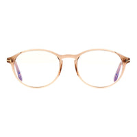 Tom Ford Eyeglasses Round Full Rim, Transparent Brown Frame and Clear Blue Light Block Lens FT5753-B045