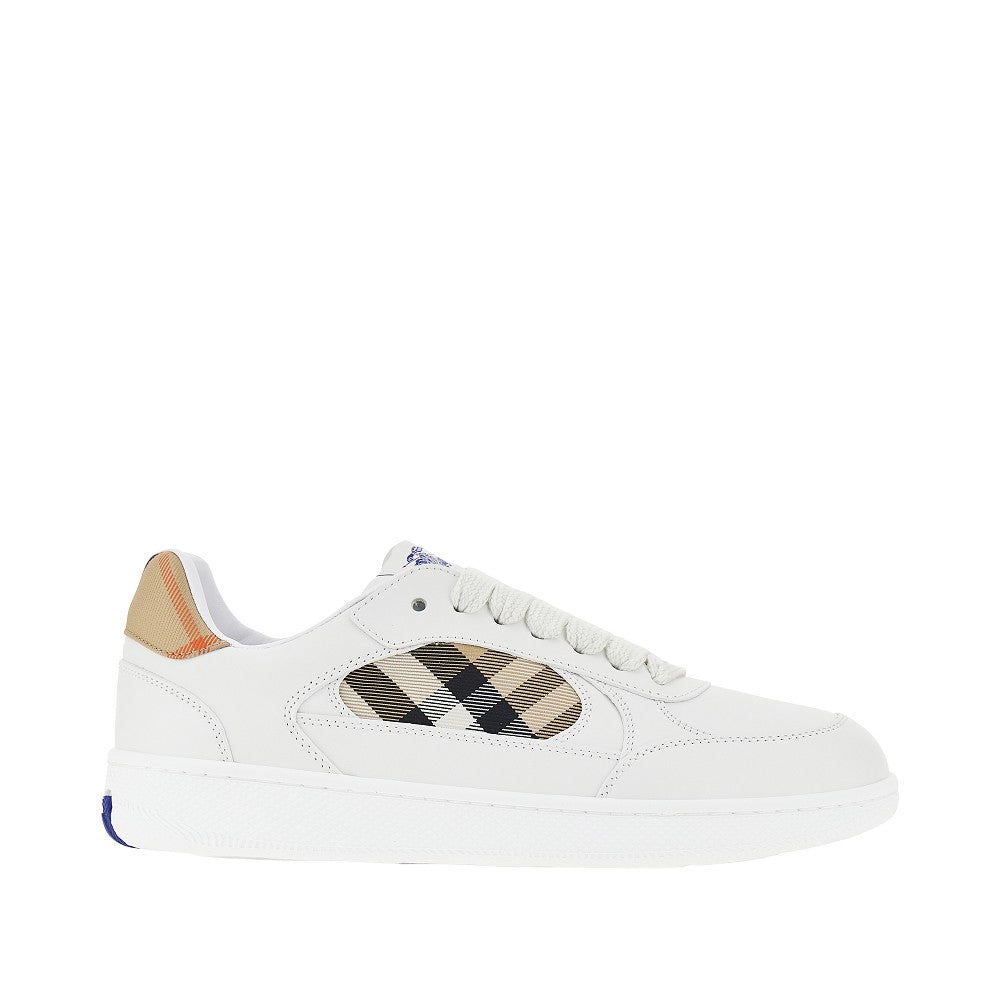 Burberry Men Leather And Check Fabric 'Terrace' Sneakers