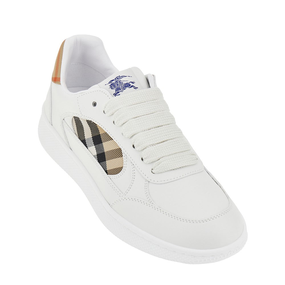Burberry Men Leather And Check Fabric 'Terrace' Sneakers