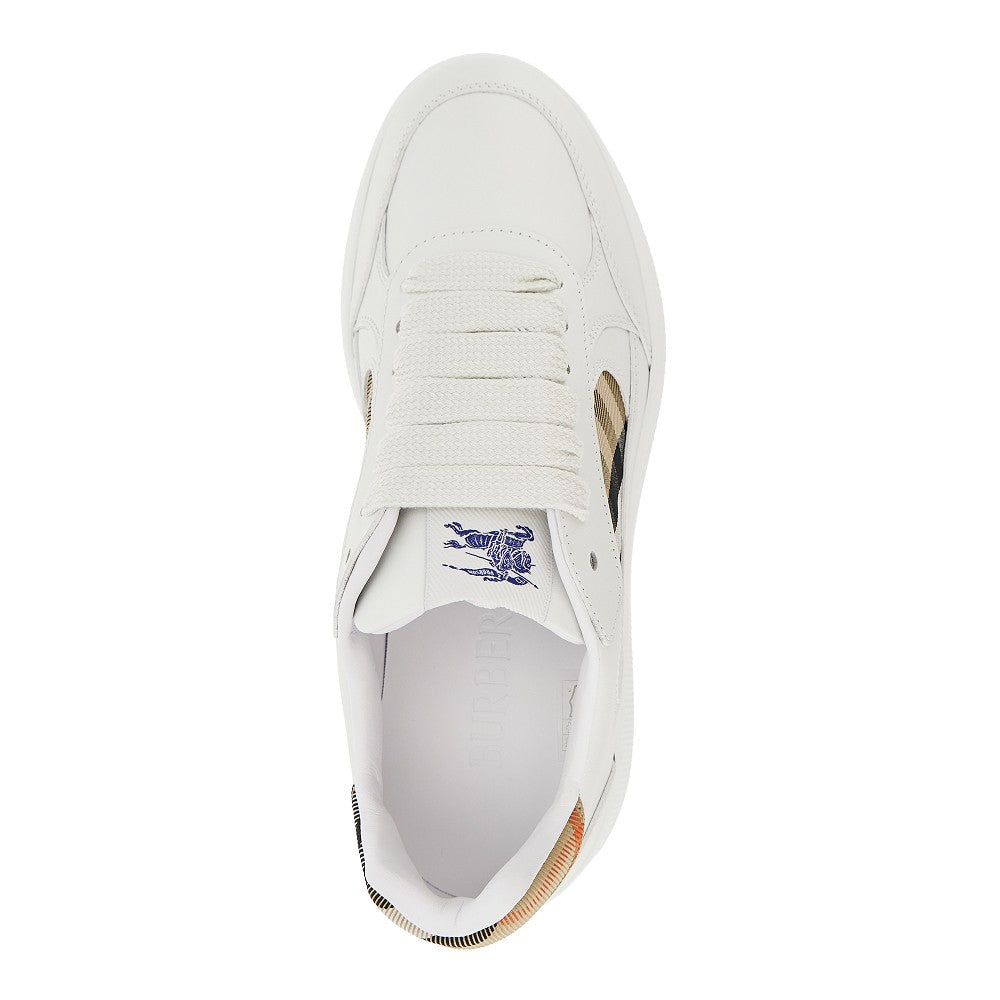 Burberry Men Leather And Check Fabric 'Terrace' Sneakers