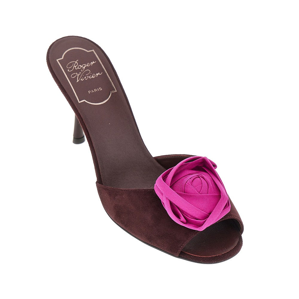 Roger Vivier Women 'Rose Vivier' Suede Leather Mules