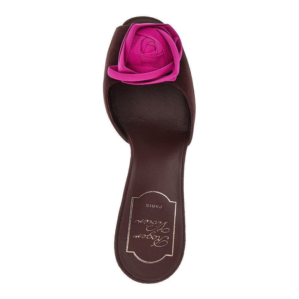 Roger Vivier Women 'Rose Vivier' Suede Leather Mules