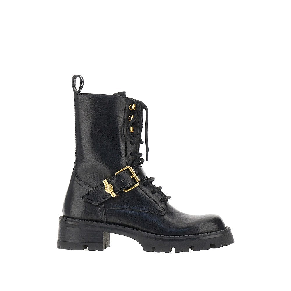 Versace Women Leather Boots With Medusa Detail