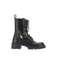 Versace Women Leather Boots With Medusa Detail