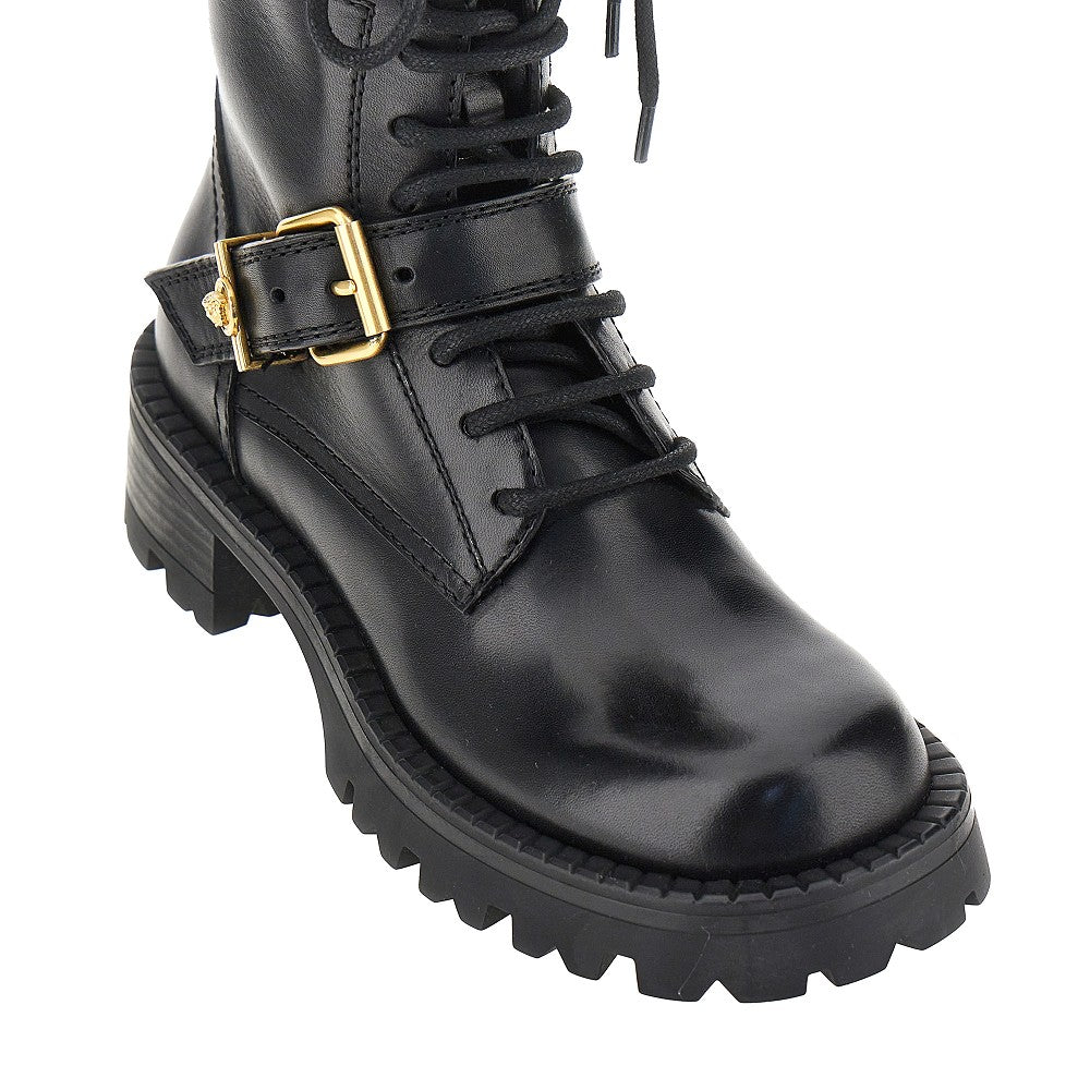 Versace Women Leather Boots With Medusa Detail
