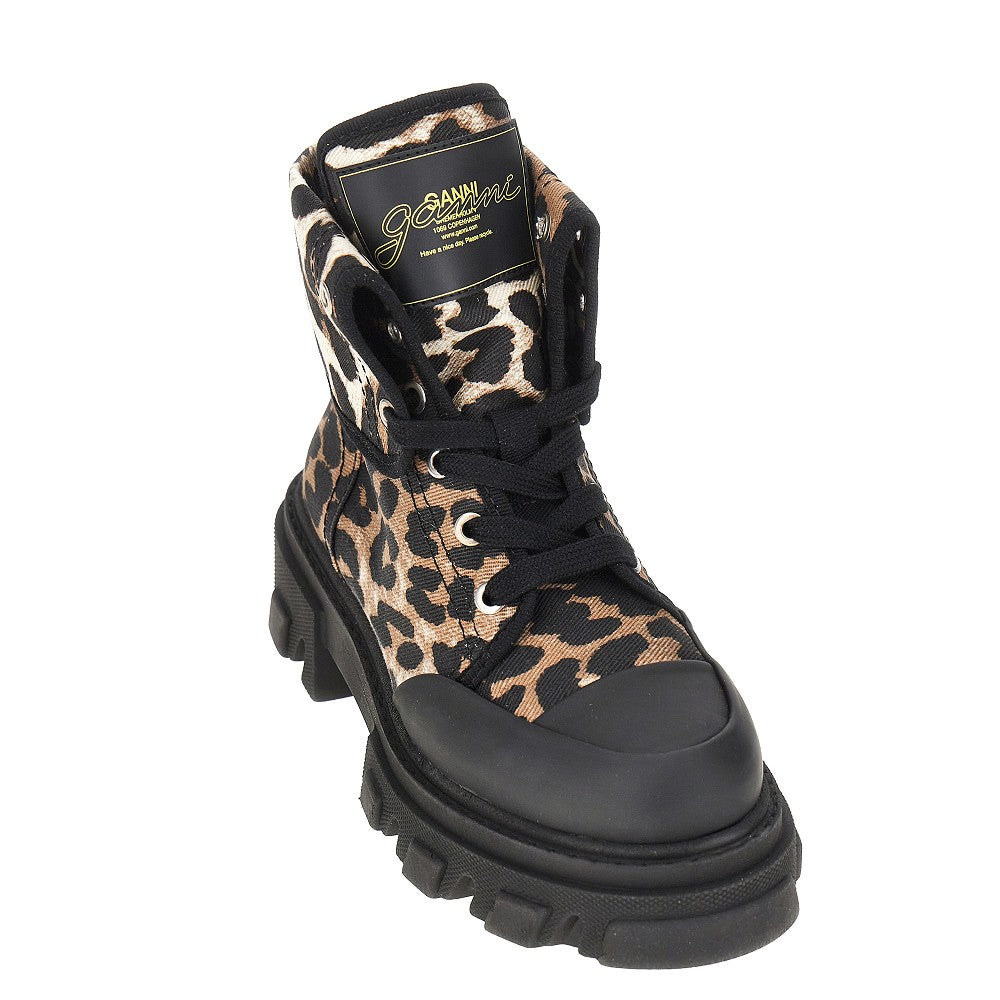 Ganni Women Leopard-Printed Denim Boots