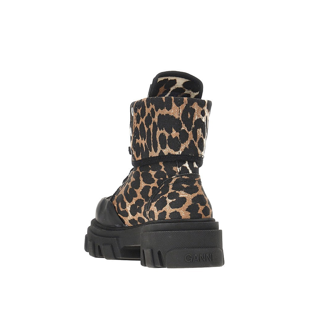 Ganni Women Leopard-Printed Denim Boots
