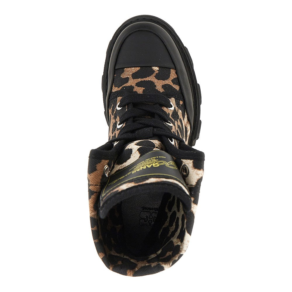 Ganni Women Leopard-Printed Denim Boots