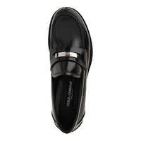Dolce&Gabbana Men Logo Plate Leather Loafers