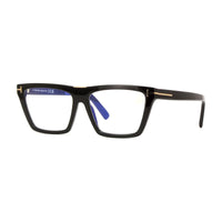 Tom Ford Tom Ford Eyeglasses Square Full Rim, Shiny Black Frame and Clear Blue Light Block Lenses Lens FT5912-B001