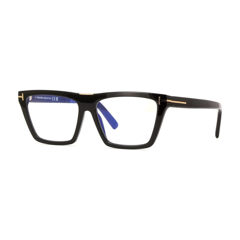Tom Ford Tom Ford Eyeglasses Square Full Rim, Shiny Black Frame and Clear Blue Light Block Lenses Lens FT5912-B001