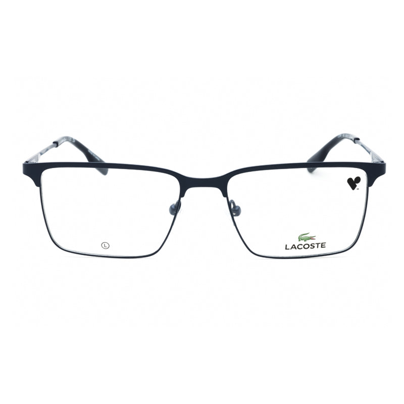Lacoste Eyeglasses Rectangle Full Rim, Matte Blue Frame and Clear Demo Lenses Lens L2296424