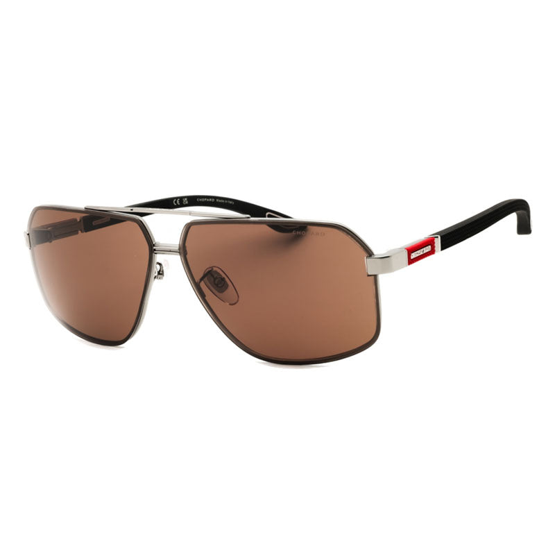 Chopard Sunglasses Aviator Full Rim, Shiny Gunmetal Frame and Brown Lens SCHG890509