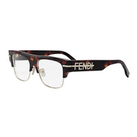 Fendi Eyeglasses Square Full Rim, Dark Havana Frame and Clear Demo Lens Lens FE50095U055