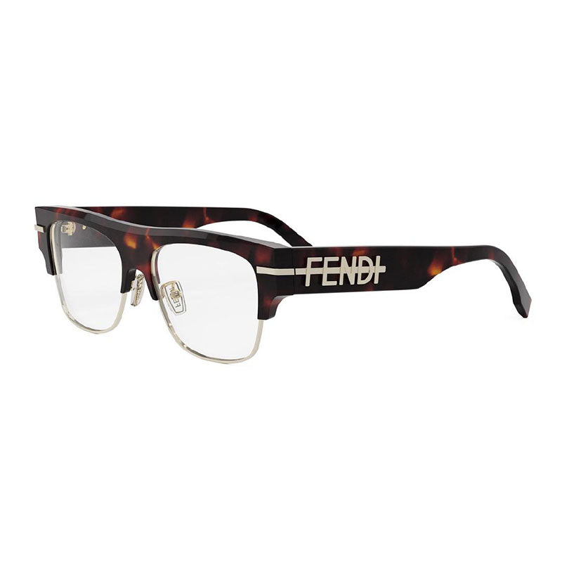 Fendi Eyeglasses Square Full Rim, Dark Havana Frame and Clear Demo Lens Lens FE50095U055