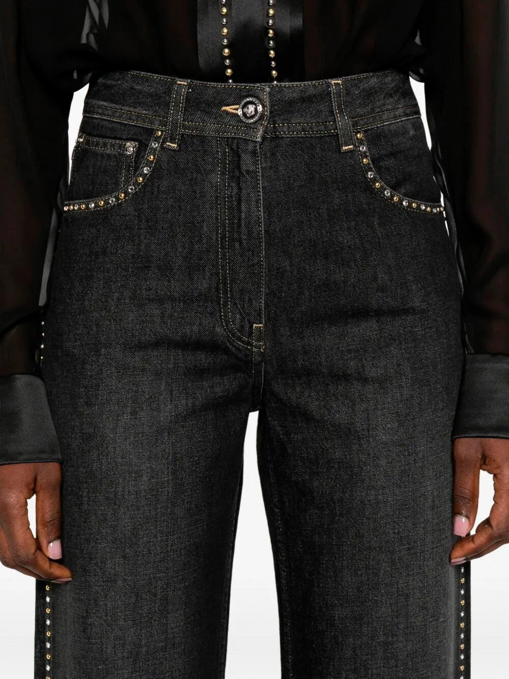 Versace Versace Women Denim Pants With Studs