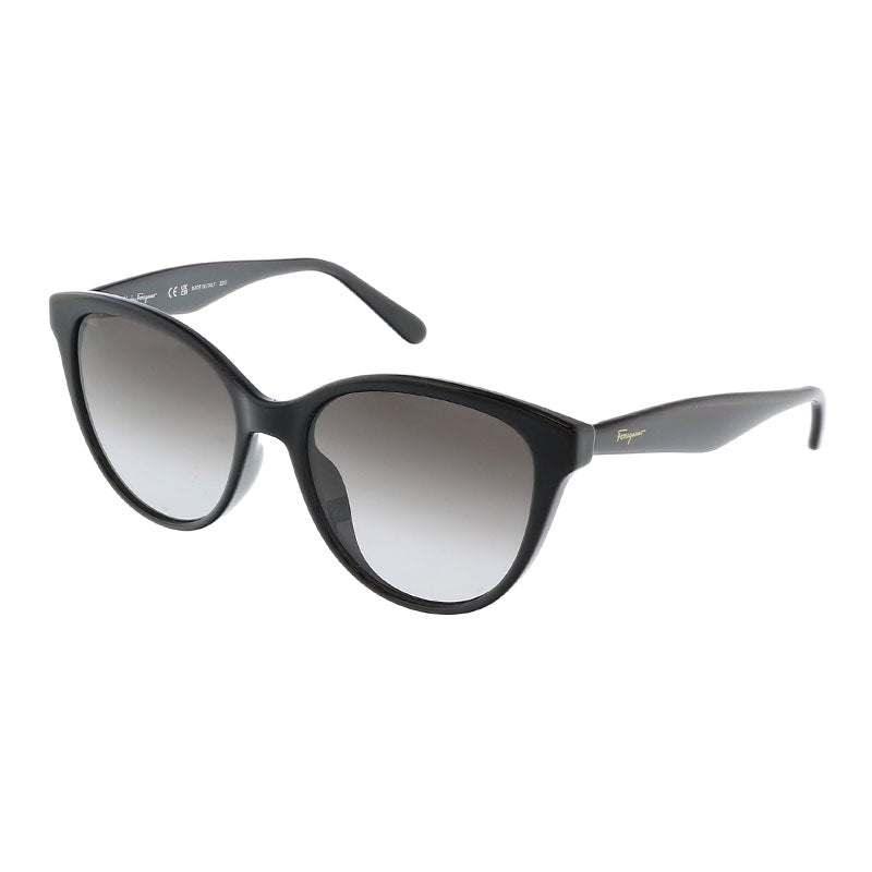 Salvatore Ferragamo Sunglasses Cat Eye Full Rim, Black Frame and Grey Gradient Lens SF1073S001