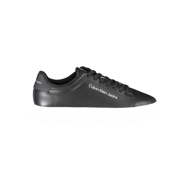 Calvin Klein Sleek Black Lace-up Sneakers with Contrast Men's Details