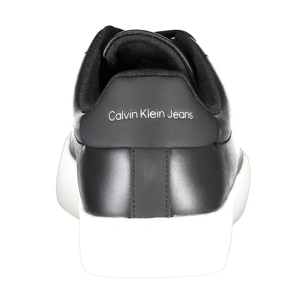 Calvin Klein Sleek Black Lace-up Sneakers with Contrast Men's Details