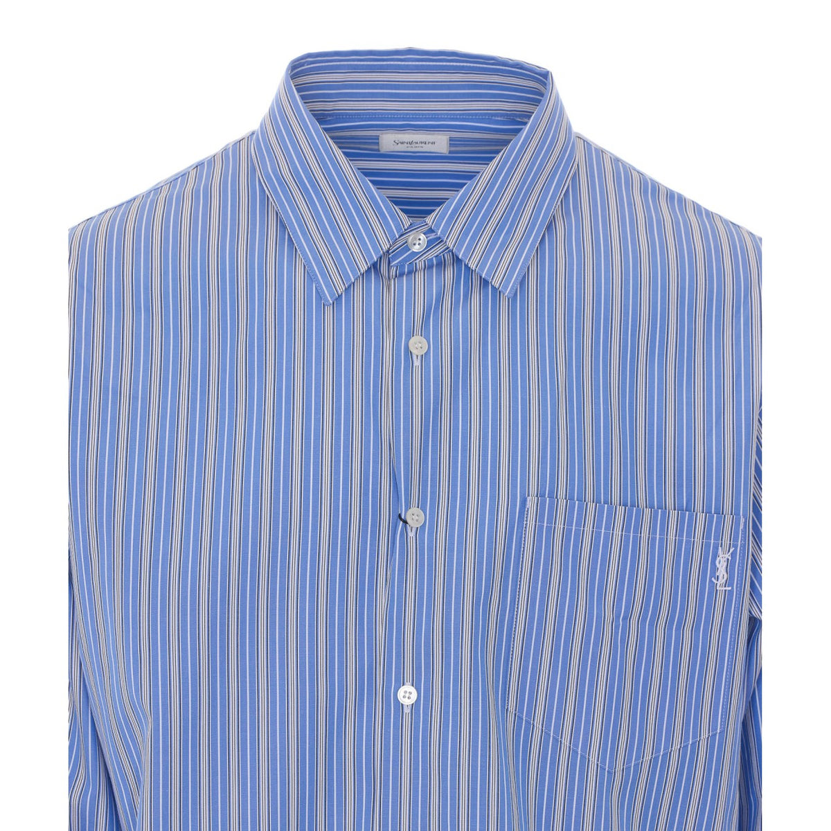 Saint Laurent Men Cassandre Striped Cotton Poplin Shirt