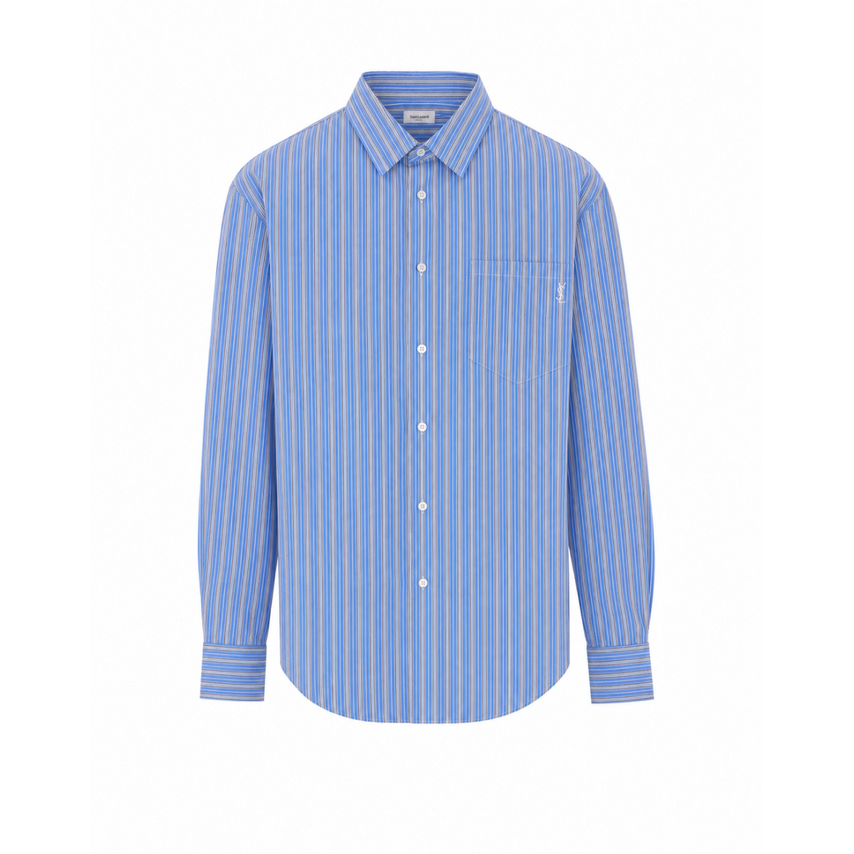 Saint Laurent Men Cassandre Striped Cotton Poplin Shirt