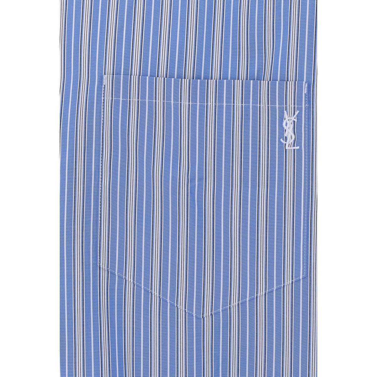 Saint Laurent Men Cassandre Striped Cotton Poplin Shirt