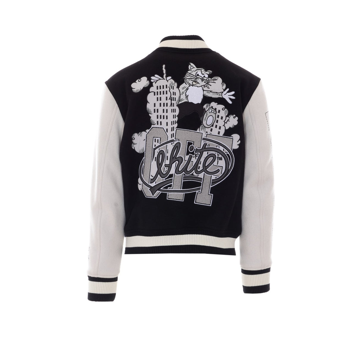 Off White Off White Men Cat Off Wool Regular Varsity Jacket