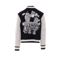 Off White Off White Men Cat Off Wool Regular Varsity Jacket