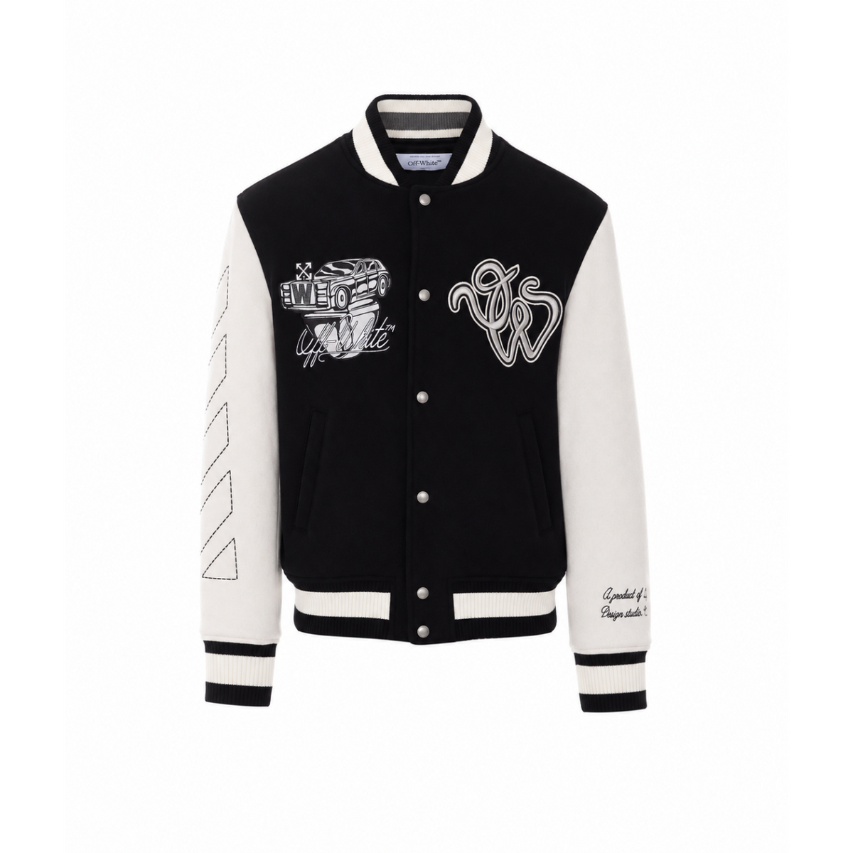 Off White Off White Men Cat Off Wool Regular Varsity Jacket