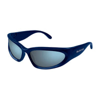 Balenciaga Sunglasses Geometric Full Rim, Blue Frame and Blue Mirror Lens BB0157S009