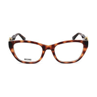 Moschino Eyeglasses Cat Eye Full Rim, Havana Frame and Clear Demo Lenses Lens MOS608008600
