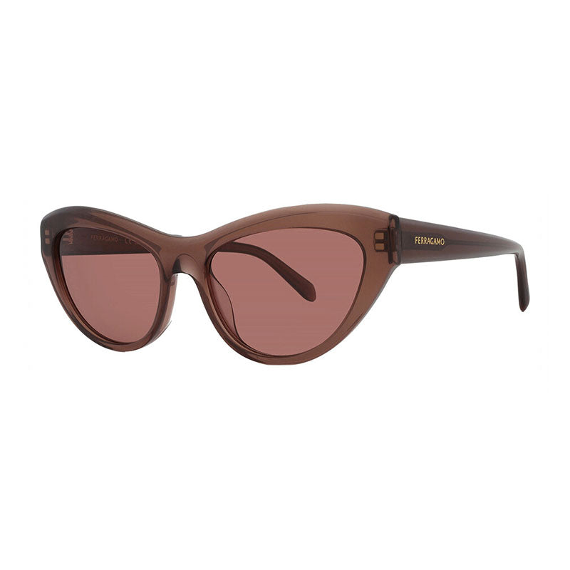 Salvatore Ferragamo Salvatore Ferragamo Sunglasses Cat Eye Full Rim, Transparent Brown Frame and Brown Lens SF1103S232