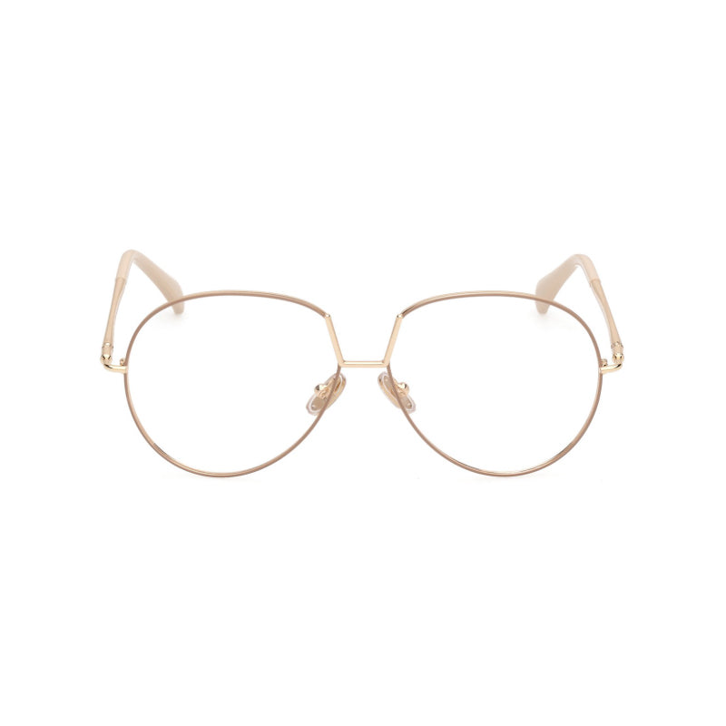 Max Mara Max Mara Eyeglasses Round Full Rim, Silver Frame and Clear Demo Lems Lens MM5119014
