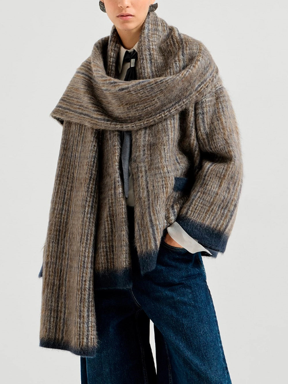 Brunello cucinelli Brunello Cucinelli Women Prince Of Wales Double Knit Outerwear