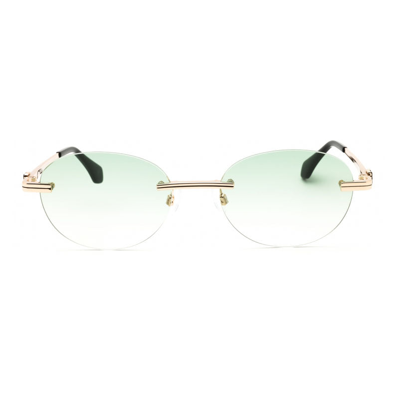 Palm Angels Sunglasses Oval Rimless, Gunmetal Frame and Blue Gradient Electric Lens PERI10HCRYSTAL1007