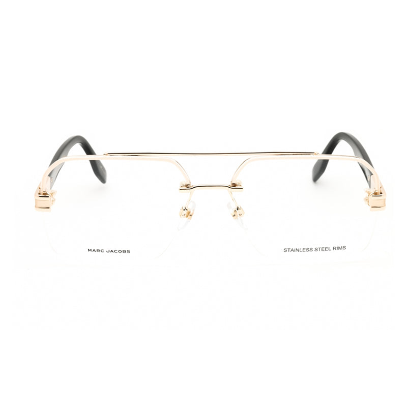 Marc Jacobs Eyeglasses Aviator Semi Rim, Gold Havana Frame and Clear Demo Lenses Lens MARC714006J00