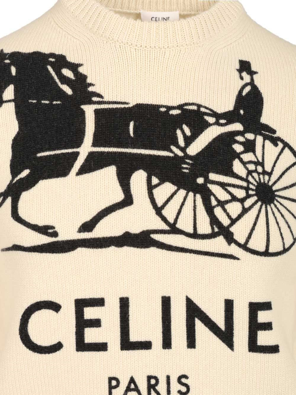 Celine Men Slim-Fit Logo-Intarsia Cashmere Sweater