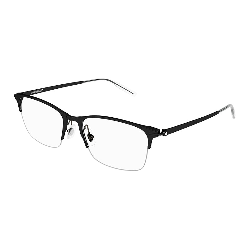 Montblanc Eyeglasses Rectangle Semi Rim, Black Frame and Clear Demo Lenses Lens MB0284OA001