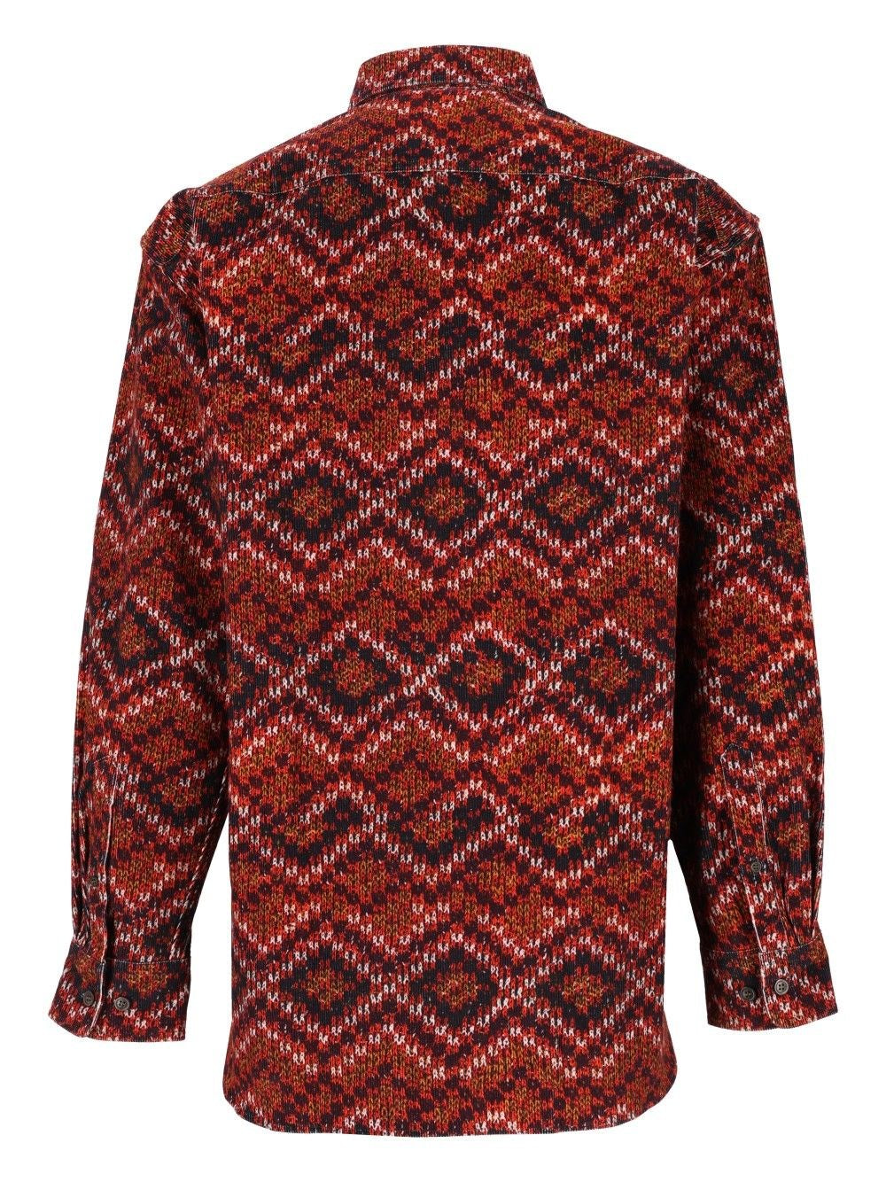 Dries Van Noten Men Printed Velvet Shirt