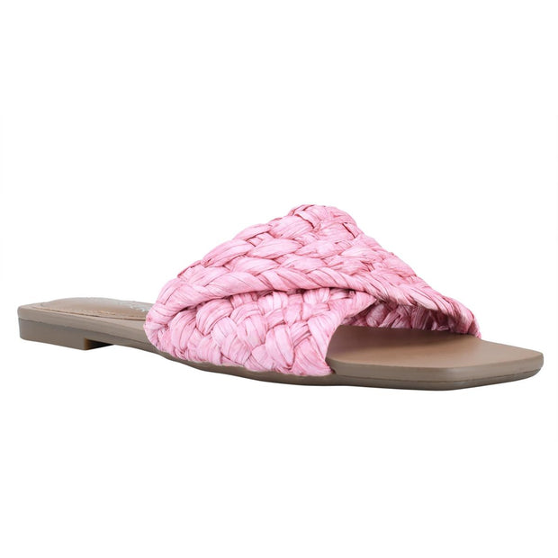 Moral Womens Faux Leather Woven Slide Sandals