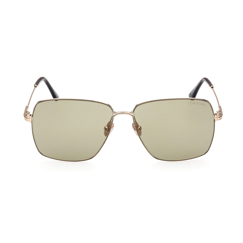 Tom Ford Sunglasses Square Full Rim, Rose Gold Frame and Green Lens FT099428N