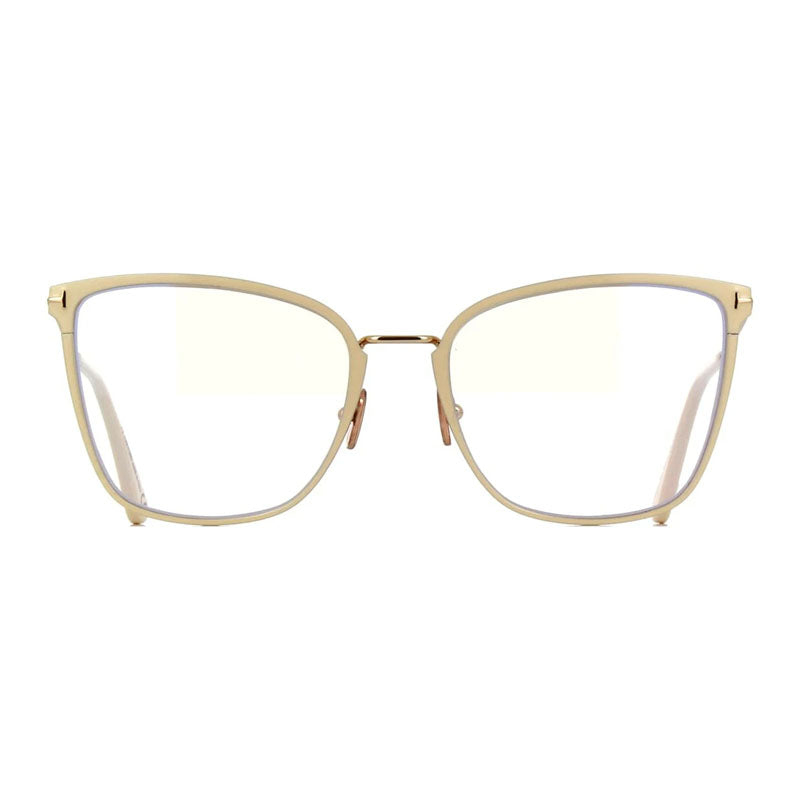 Tom Ford Eyeglasses Butterfly Full Rim, Ivory Frame and Clear Blue Light Block Lens FT5839-B025